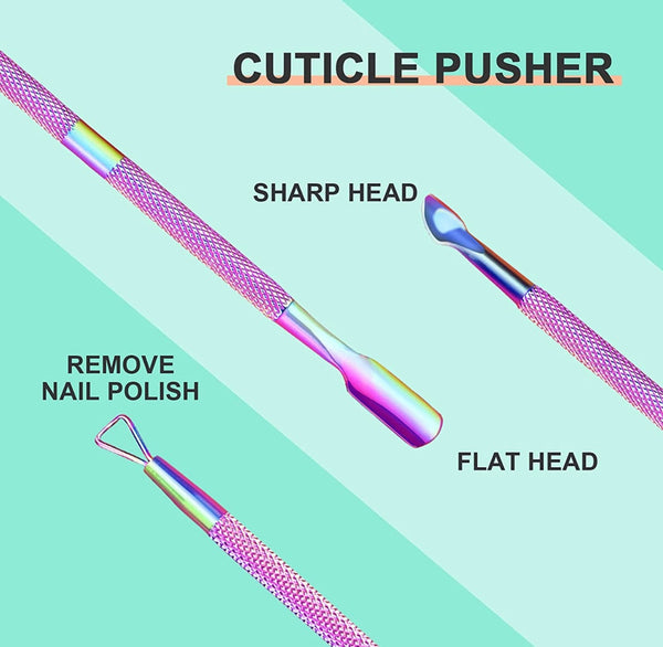 Cuticle Nippers with Cuticle Pusher, 3 in 1 Cuticle Remover Manicure Set, Professional Stainless Steel Cuticle Cutter Tool for Fingernails and Toenails
