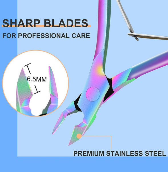 Cuticle Nippers with Cuticle Pusher, 3 in 1 Cuticle Remover Manicure Set, Professional Stainless Steel Cuticle Cutter Tool for Fingernails and Toenails